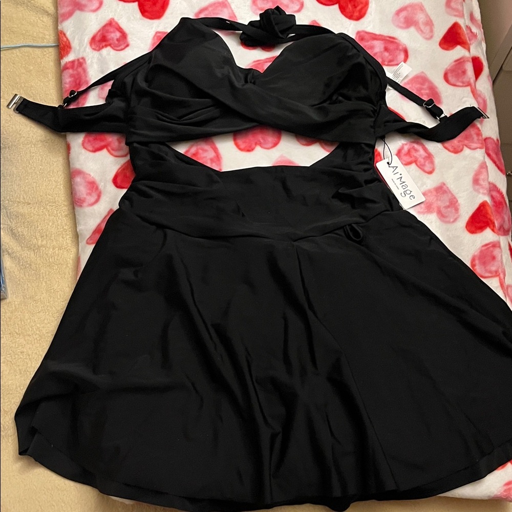 Black Cutout One-Piece Swimdress